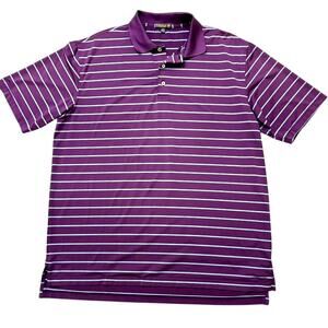 Peter Millar Summer Comfort Purple With Blue Stripe Mens Polo XL